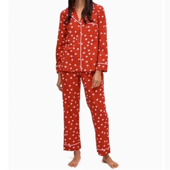 Kate Spade Red and Pink Polka Dot Top and Pants Pajama Set - Picture 2 of 5
